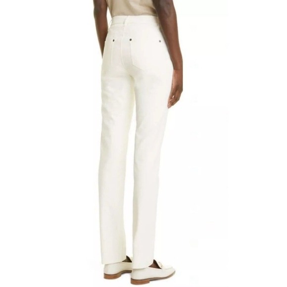 Lafayette 148‎ New York Thompson Slim Leg Waxed Denim Jeans in Cream Size 18 - Picture 3 of 10
